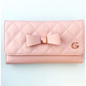 G by Guess Quilted Pink Bow Flap Wallet